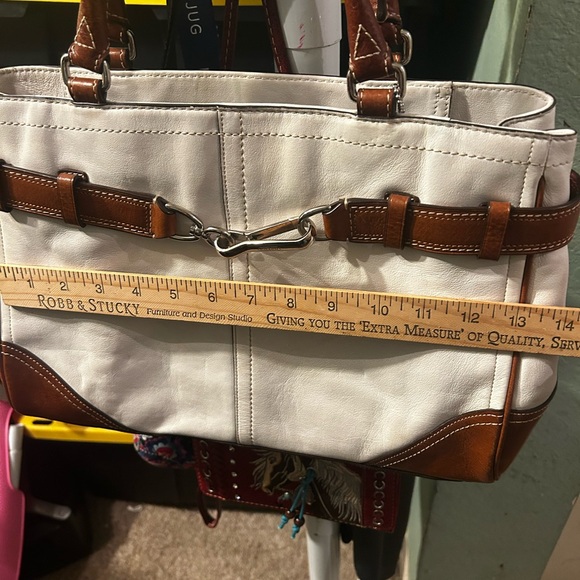 Vintage*COACH-A0851- F 11200 HAMPTON WHITE & BROWN LEATHER HANDBAG PURSE SATCHEL - Picture 3 of 8